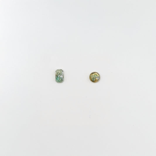 Hand Dyed Hellendoorn Rectangular Facet & Mini Ellipse Stud Earrings