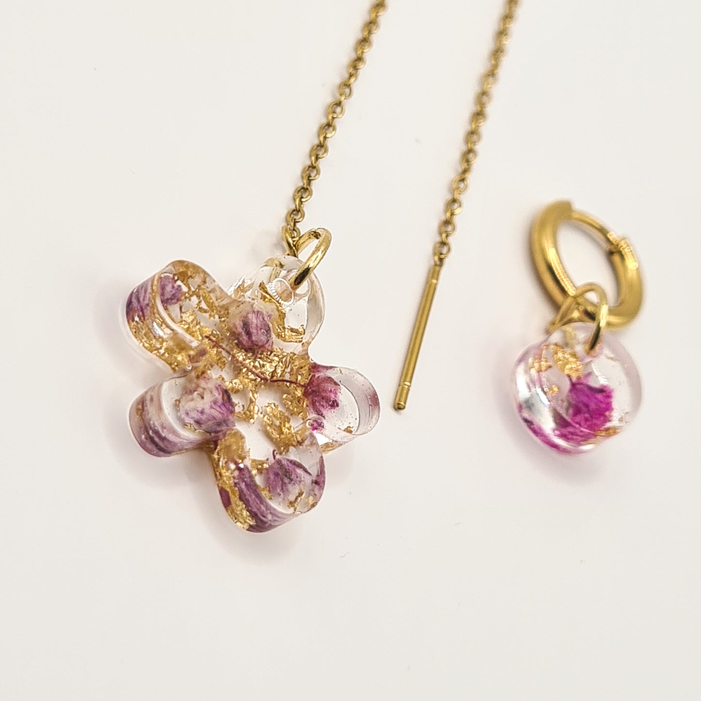 Violet Amsterdam Fleur Threader & Mini Circlet Oorbellen