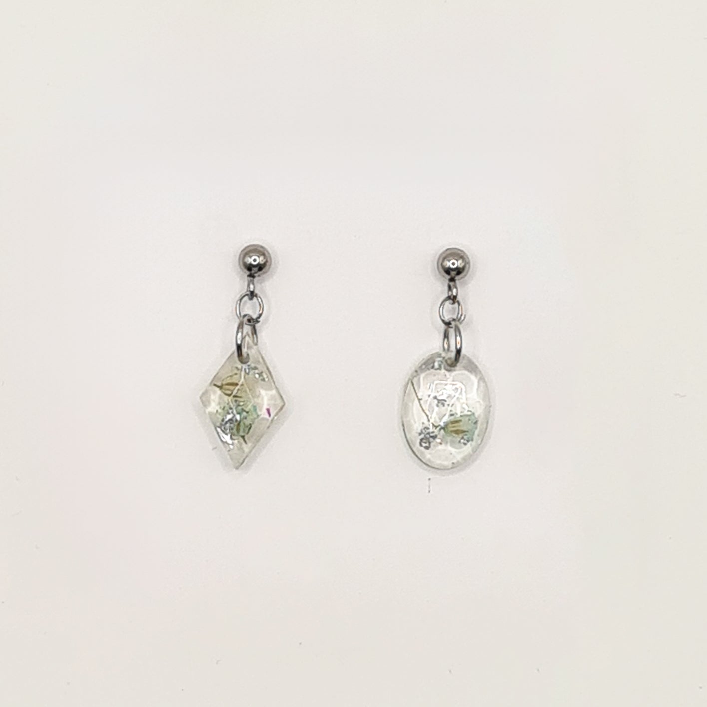 Hand Dyed Hellendoorn Asymmetric Faceted Ellipse & Diamond Earrings