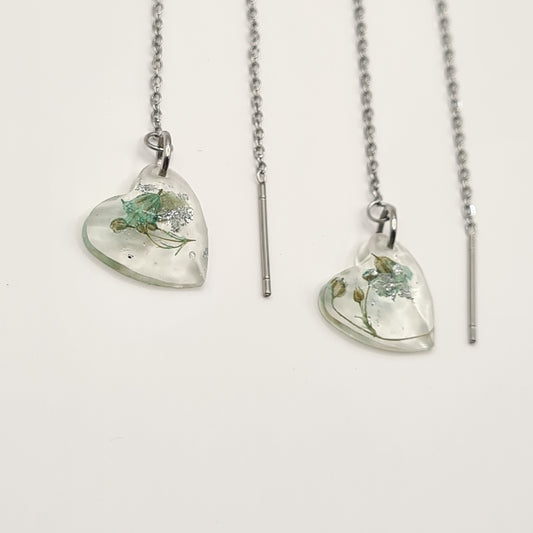 Hand Dyed Hellendoorn Heartbeat Threader Earrings