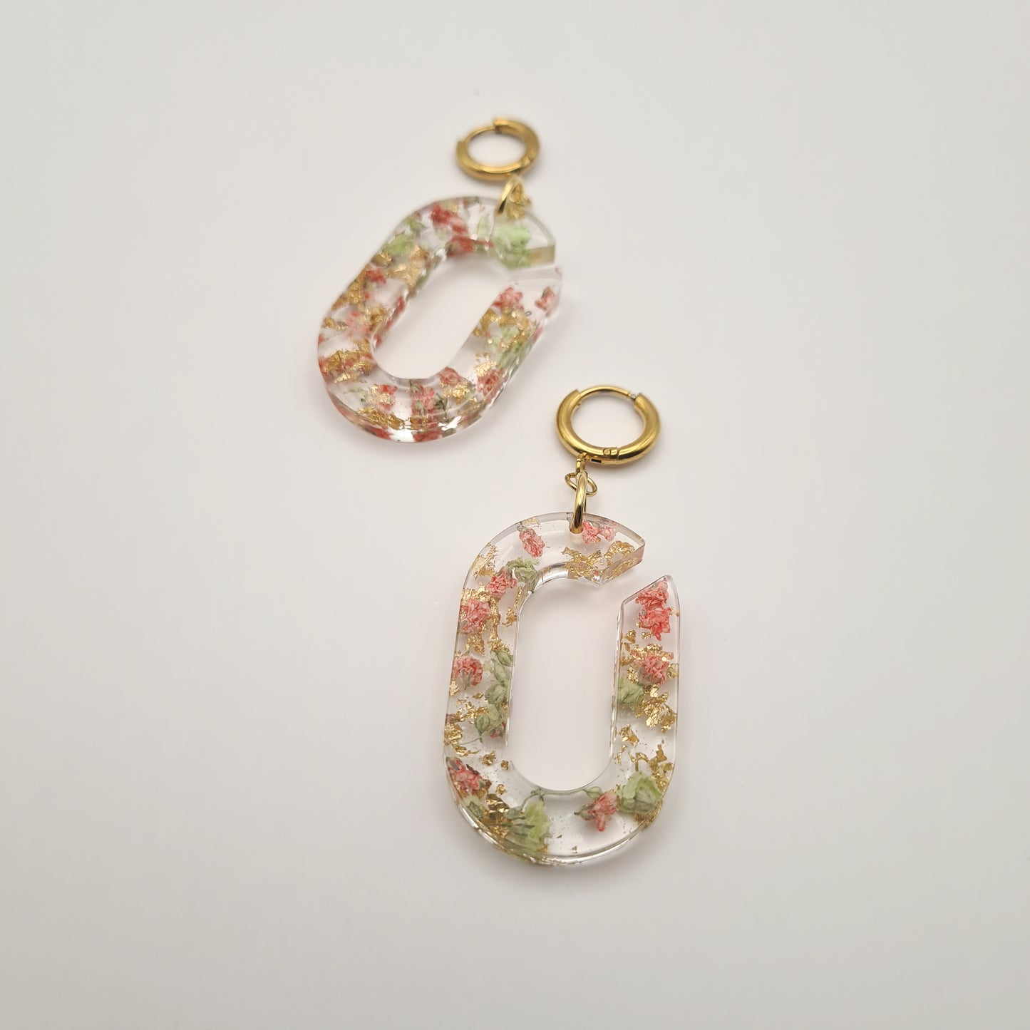 Strawberry Matcha Ellipse Link Earrings