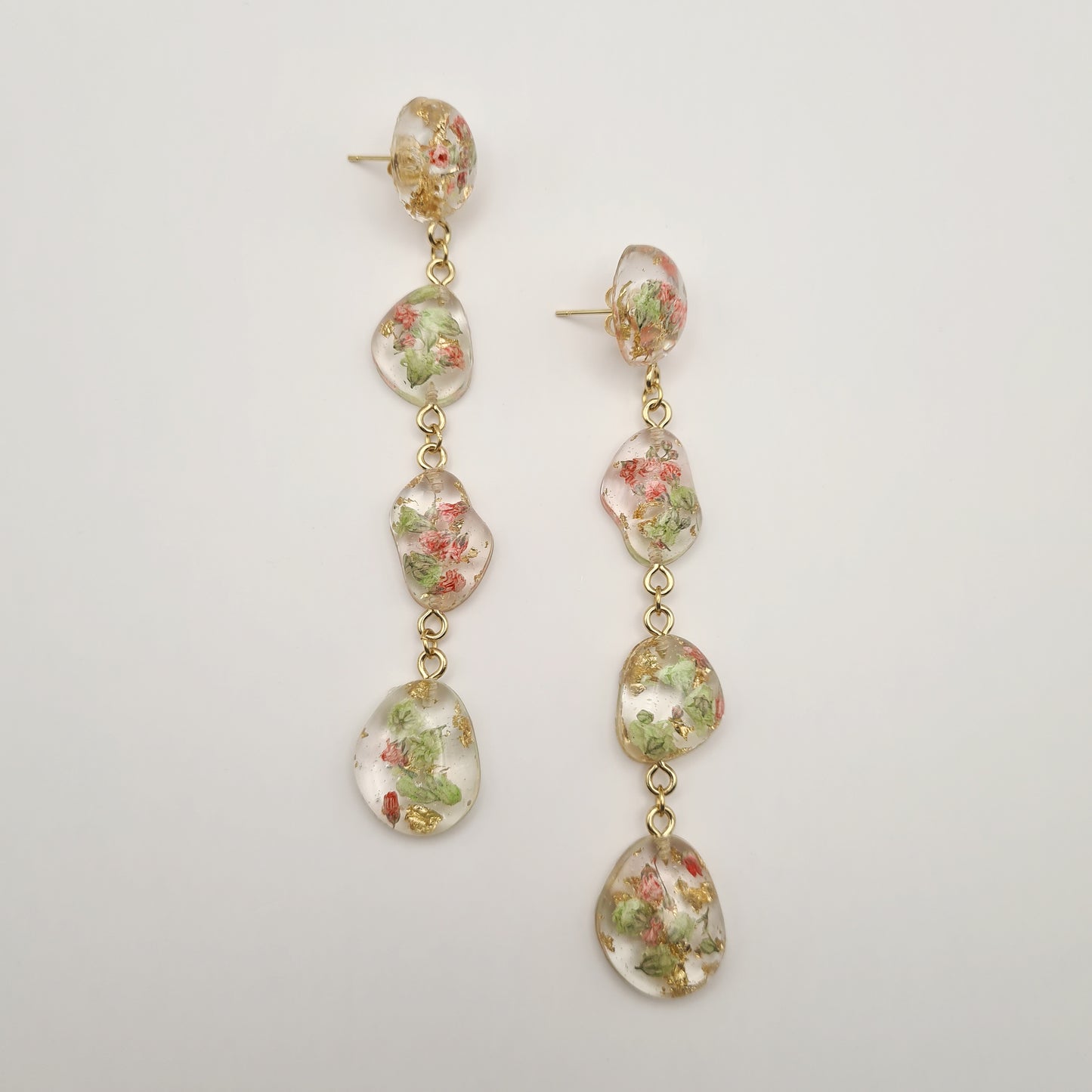Strawberry Matcha Pebble Drop Earrings