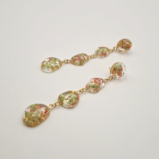 Strawberry Matcha Pebble Drop Earrings