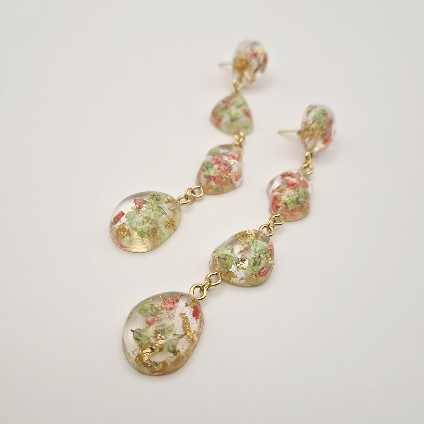 Strawberry Matcha Pebble Drop Earrings