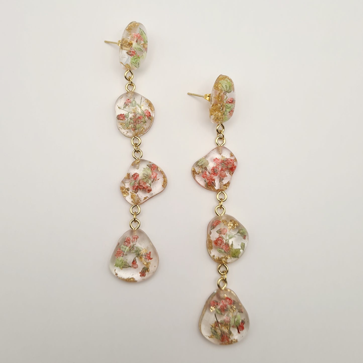 Strawberry Matcha Pebble Drop Earrings