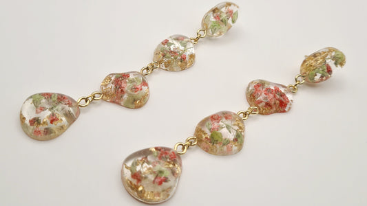 Strawberry Matcha Pebble Drop Earrings