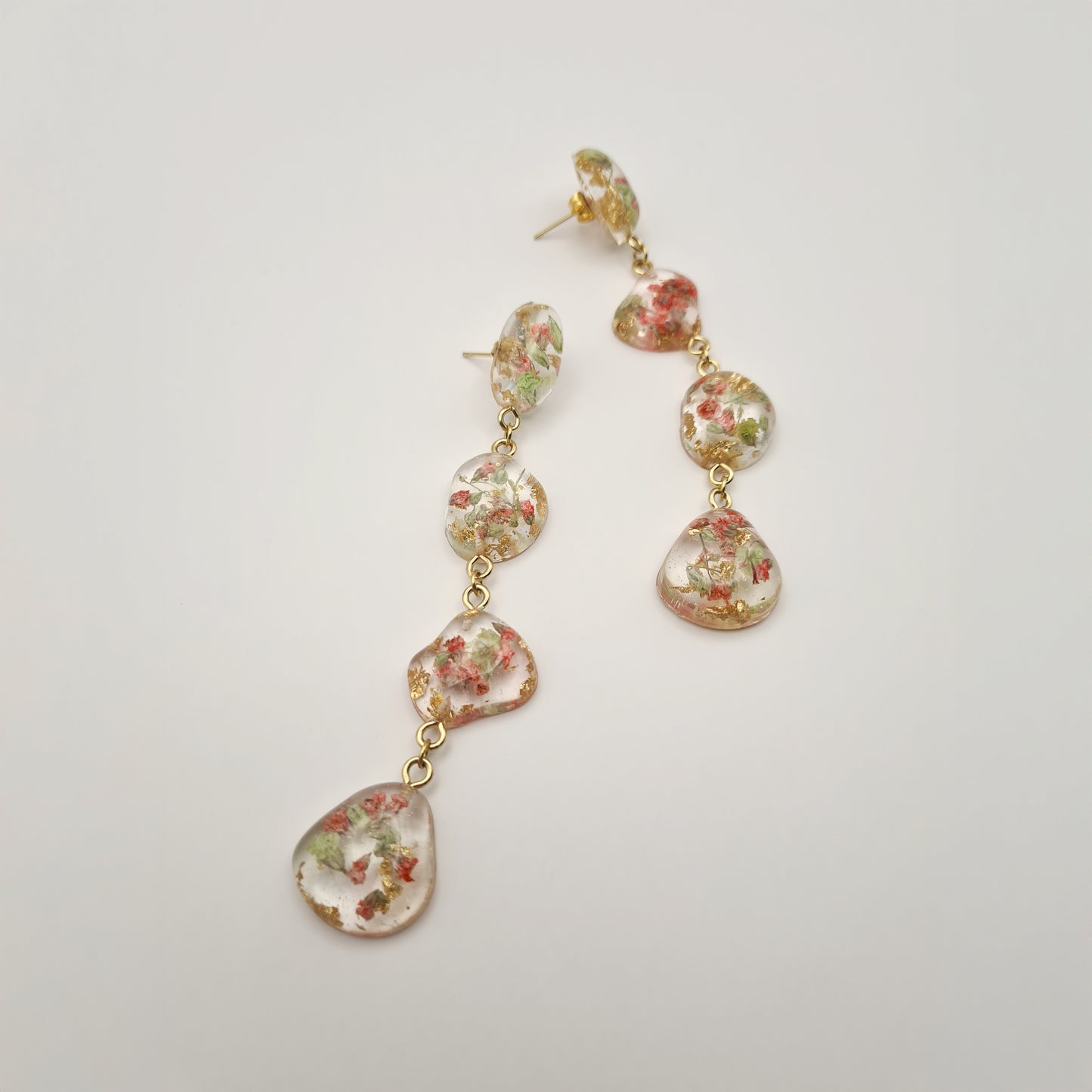 Strawberry Matcha Pebble Drop Earrings