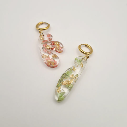 Strawberry Matcha Mini Asymmetric Organic Earrings