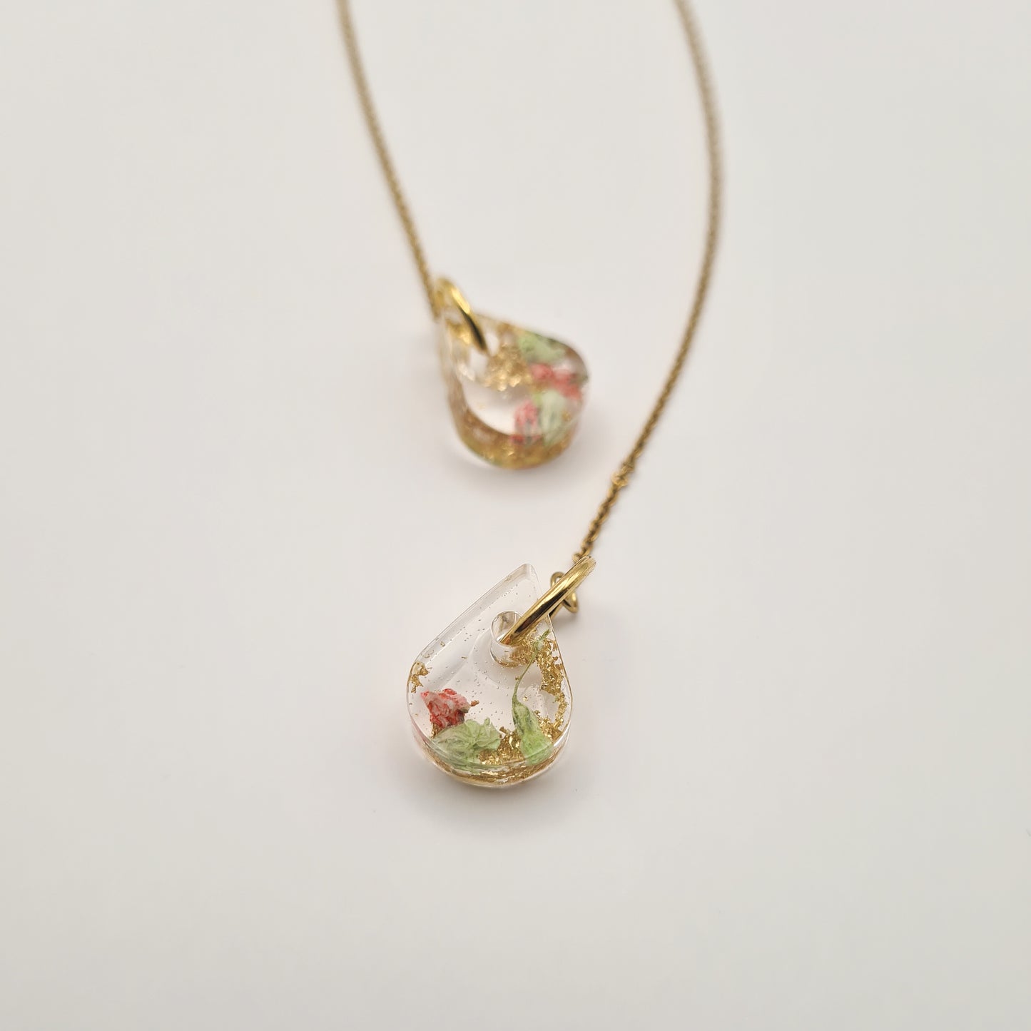 Strawberry Matcha Teardrop Threader Earrings