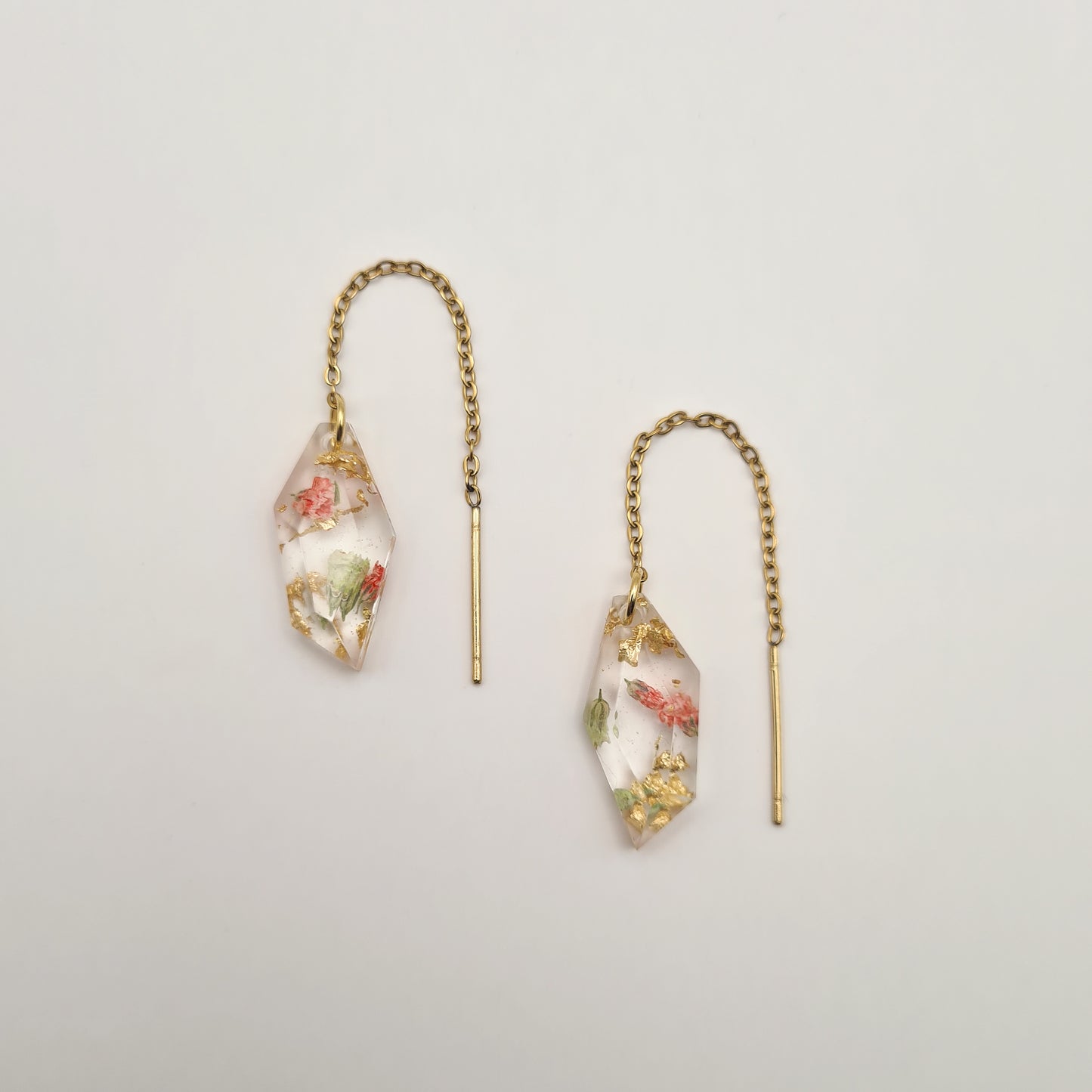 Strawberry Matcha Faceted Mini Threader Earrings