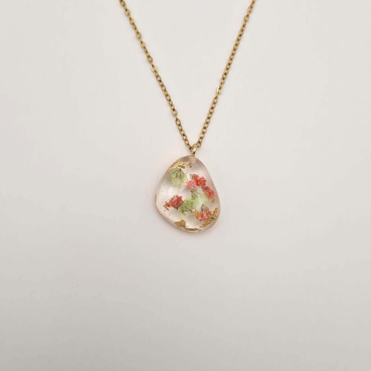 Strawberry Matcha Pebble Necklace