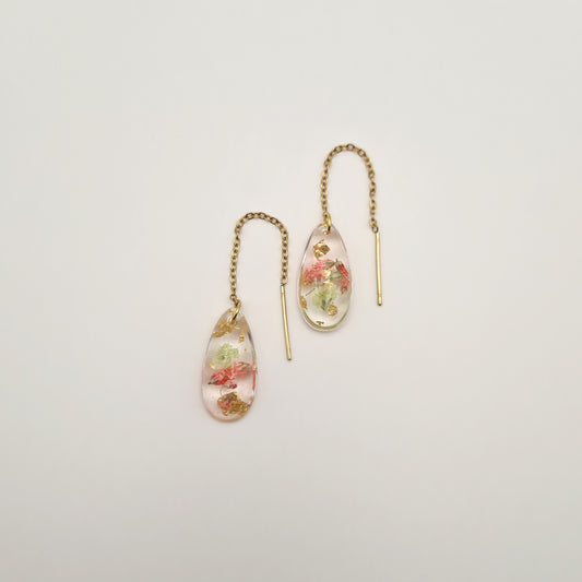 Strawberry Matcha Teardrop Mini Threader Earrings