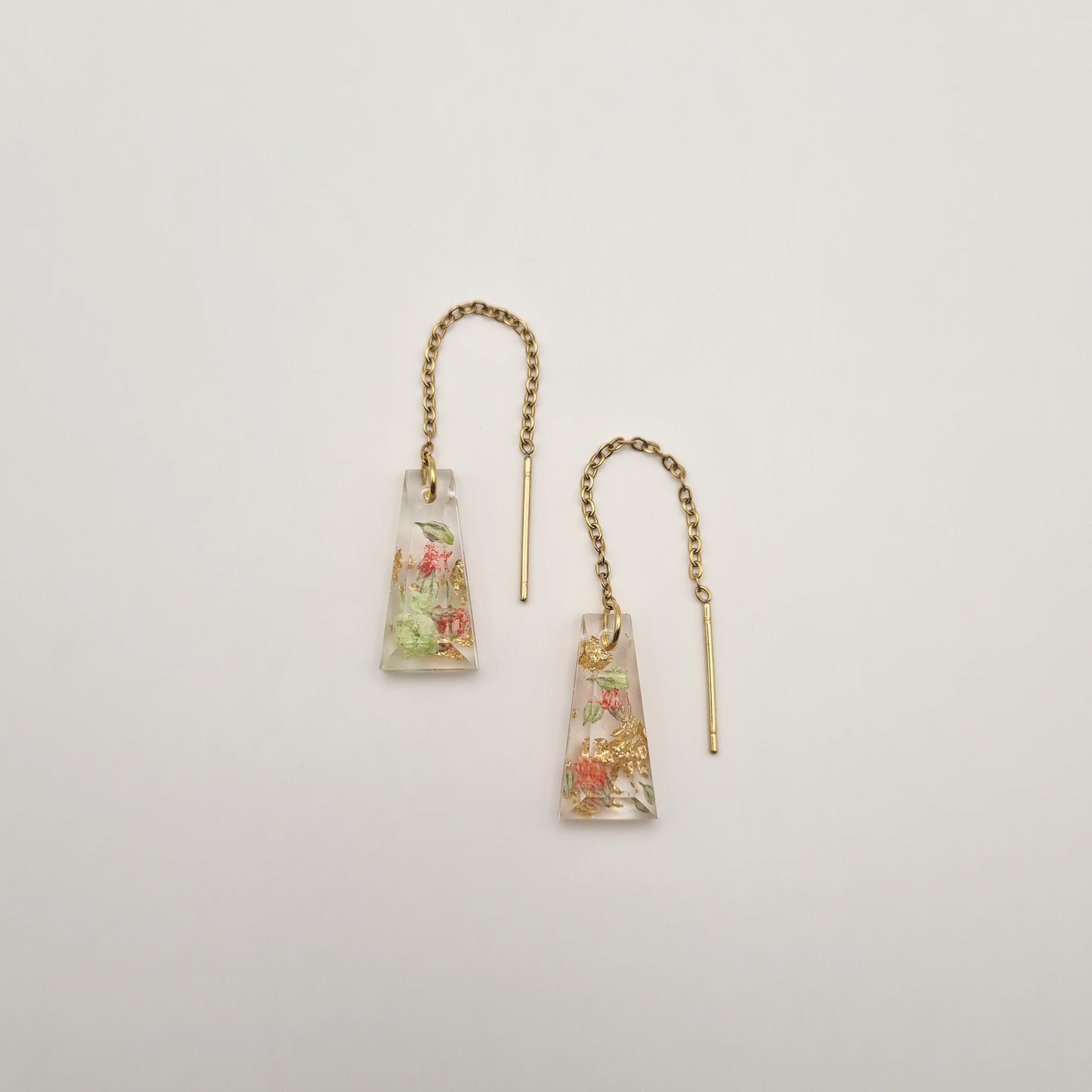 Strawberry Matcha Tapered Mini Threader Earrings