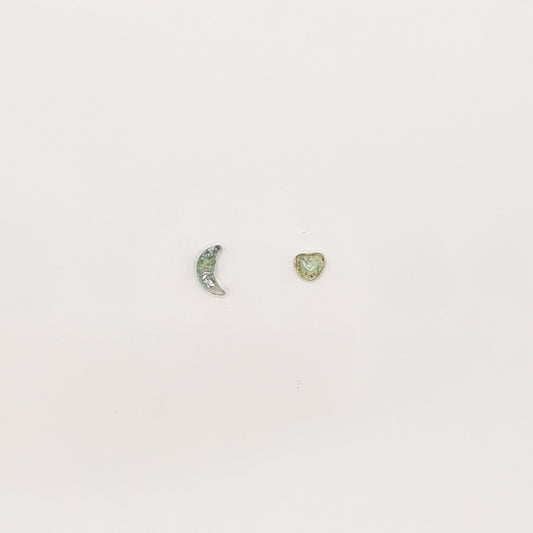 Hand Dyed Hellendoorn Moon & Heartbeat Stud Earrings