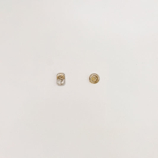 Flora Neutra Den Haag Mini Rectangular Facet & Faceted Circlet Stud Earrings