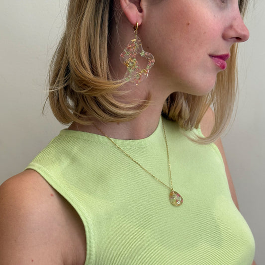 Strawberry Matcha Organic Earrings