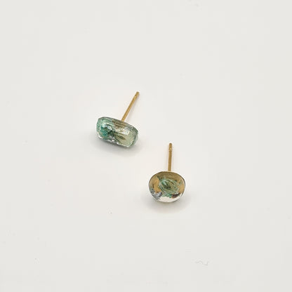 Hand Dyed Hellendoorn Rectangular Facet & Mini Ellipse Stud Oorbellen