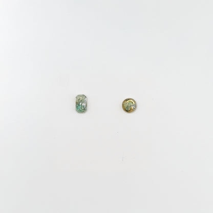 Hand Dyed Hellendoorn Rectangular Facet & Mini Ellipse Stud Oorbellen