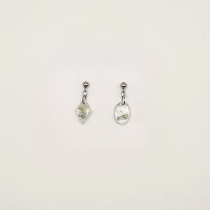 Hand Dyed Hellendoorn Asymmetric Faceted Ellipse & Diamond Earrings