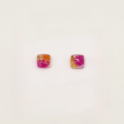 Den Haag Color Pop Square Facet Stud Earrings