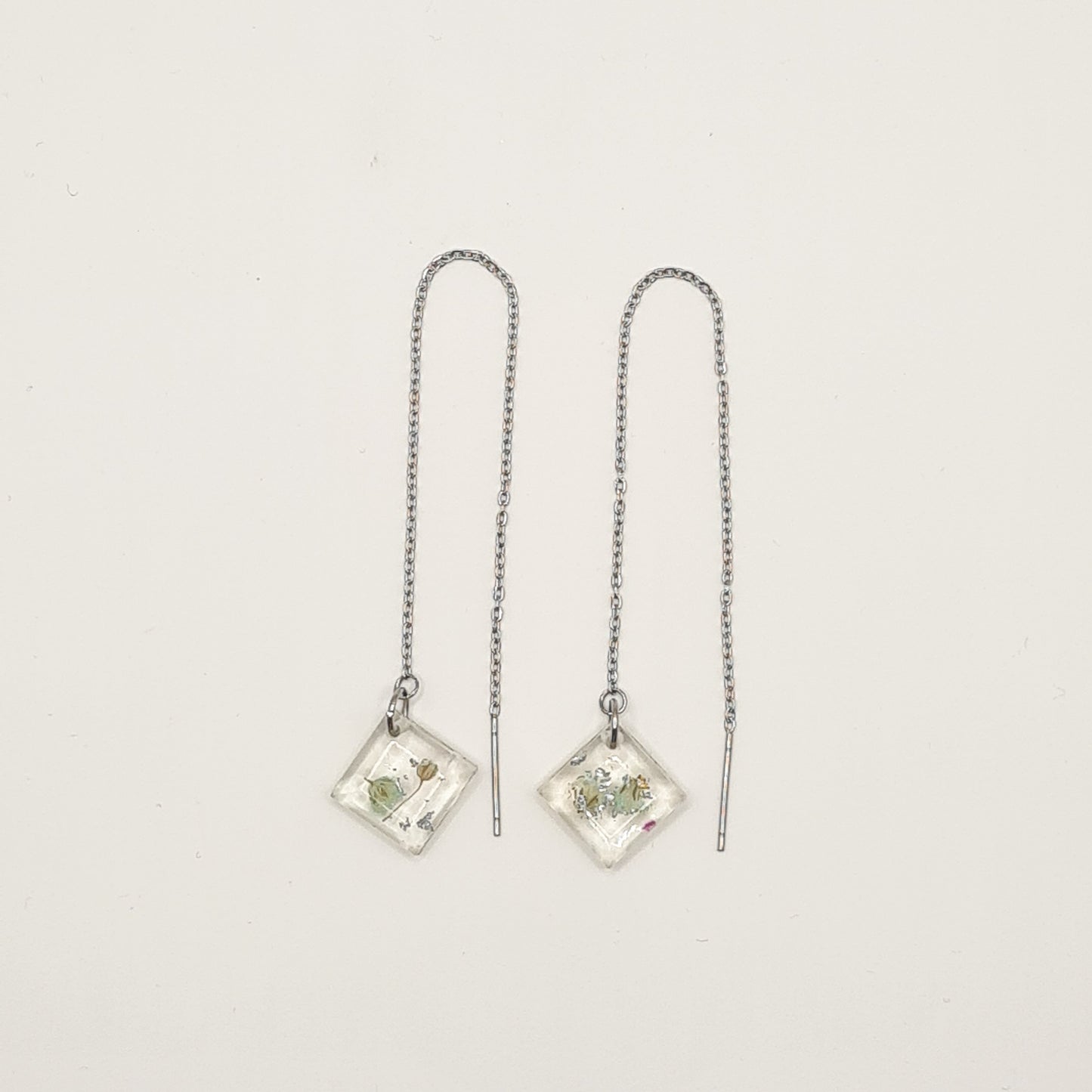 Hand Dyed Hellendoorn Square Facet Threader Earrings