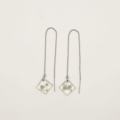 Hand Dyed Hellendoorn Square Facet Threader Earrings