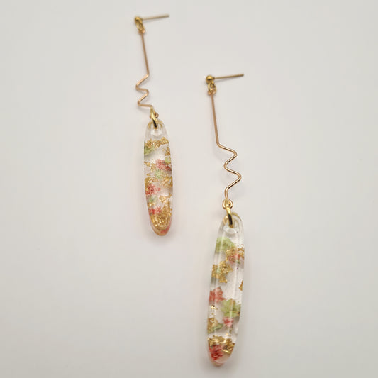 Strawberry Matcha Oval Cascade Drop Earrings