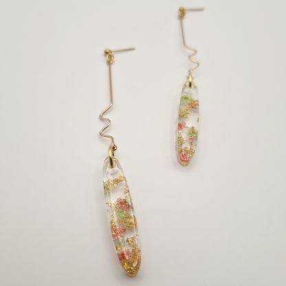 Strawberry Matcha Oval Cascade Drop Earrings
