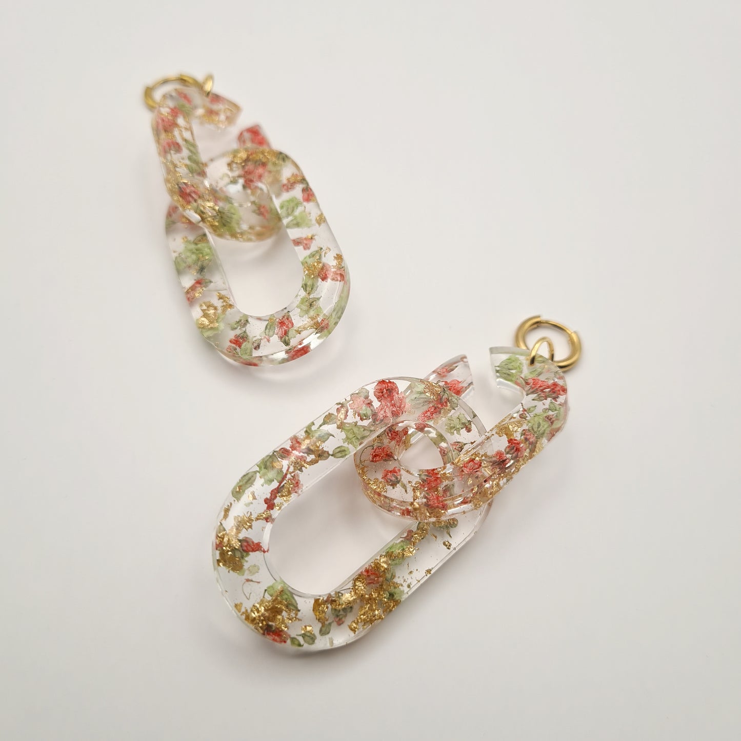 Strawberry Matcha Ellipse Link Earrings