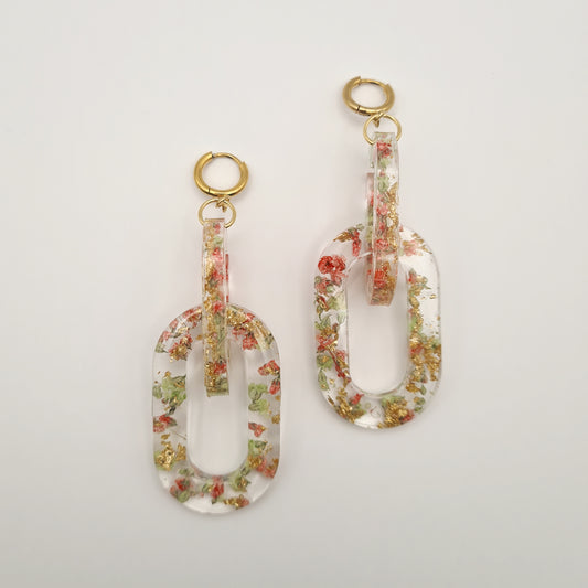 Strawberry Matcha Ellipse Link Earrings
