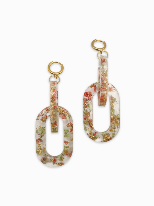 Strawberry Matcha Ellipse Link Earrings