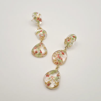 Strawberry Matcha Large Pebble Drop Earrings