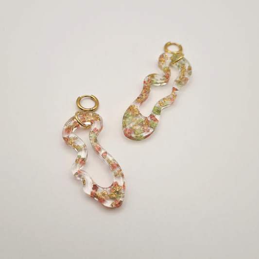 Strawberry Matcha Asymmetric Organic Earrings