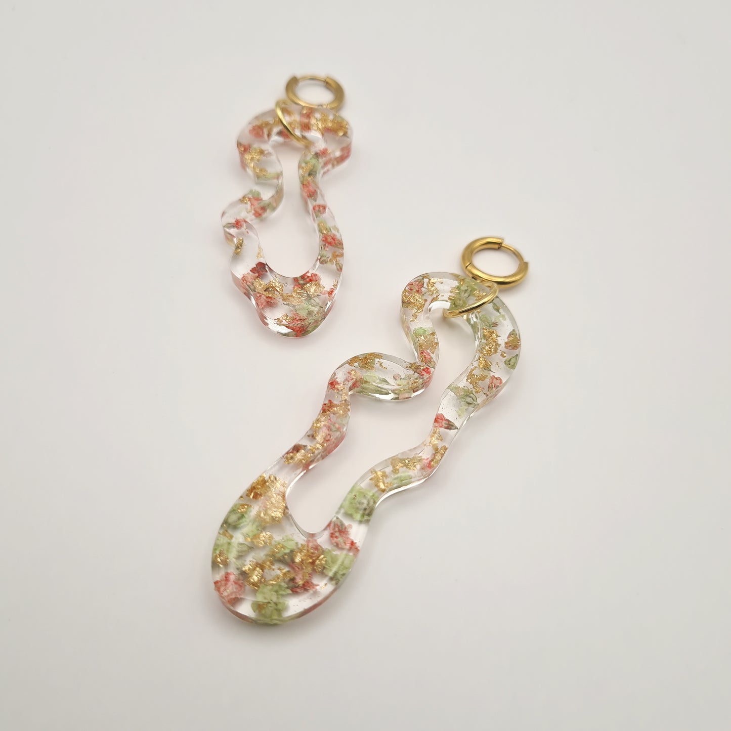 Strawberry Matcha Asymmetric Organic Earrings