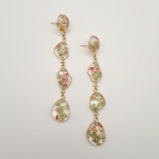 Strawberry Matcha Pebble Drop Earrings