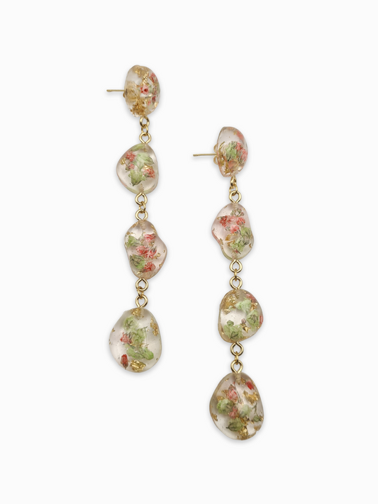 Strawberry Matcha Pebble Drop Earrings