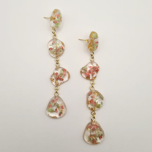 Strawberry Matcha Pebble Drop Earrings