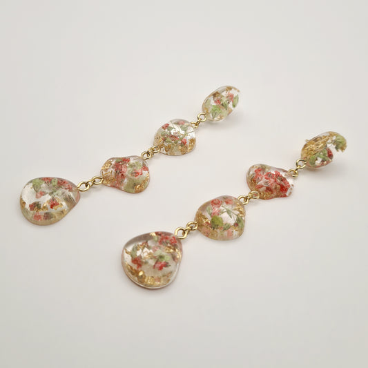 Strawberry Matcha Pebble Drop Earrings