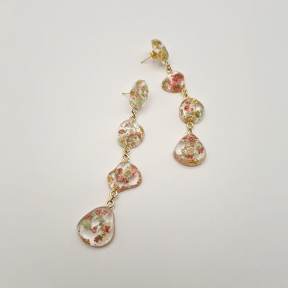 Strawberry Matcha Pebble Drop Earrings