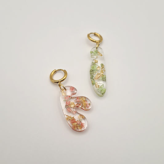 Strawberry Matcha Mini Asymmetric Organic Earrings