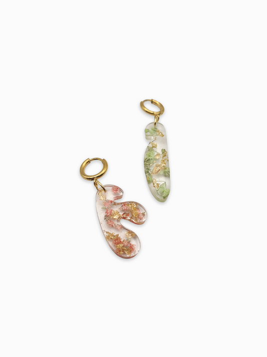 Strawberry Matcha Mini Asymmetric Organic Earrings