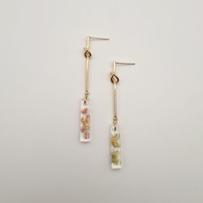 Strawberry Matcha Linear Knotted Drop Earrings
