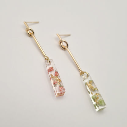 Strawberry Matcha Linear Knotted Drop Earrings