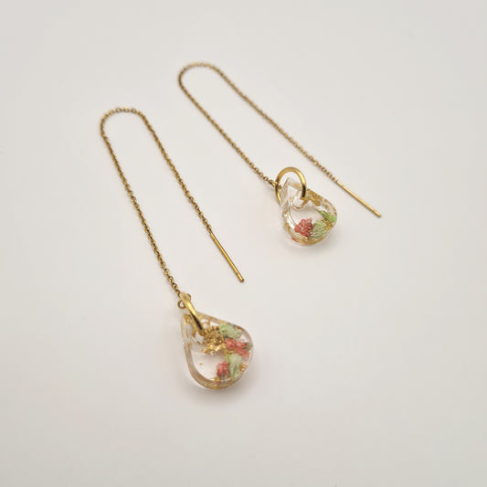 Strawberry Matcha Teardrop Threader Earrings
