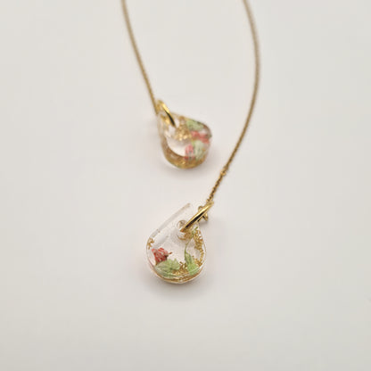 Strawberry Matcha Teardrop Threader Earrings
