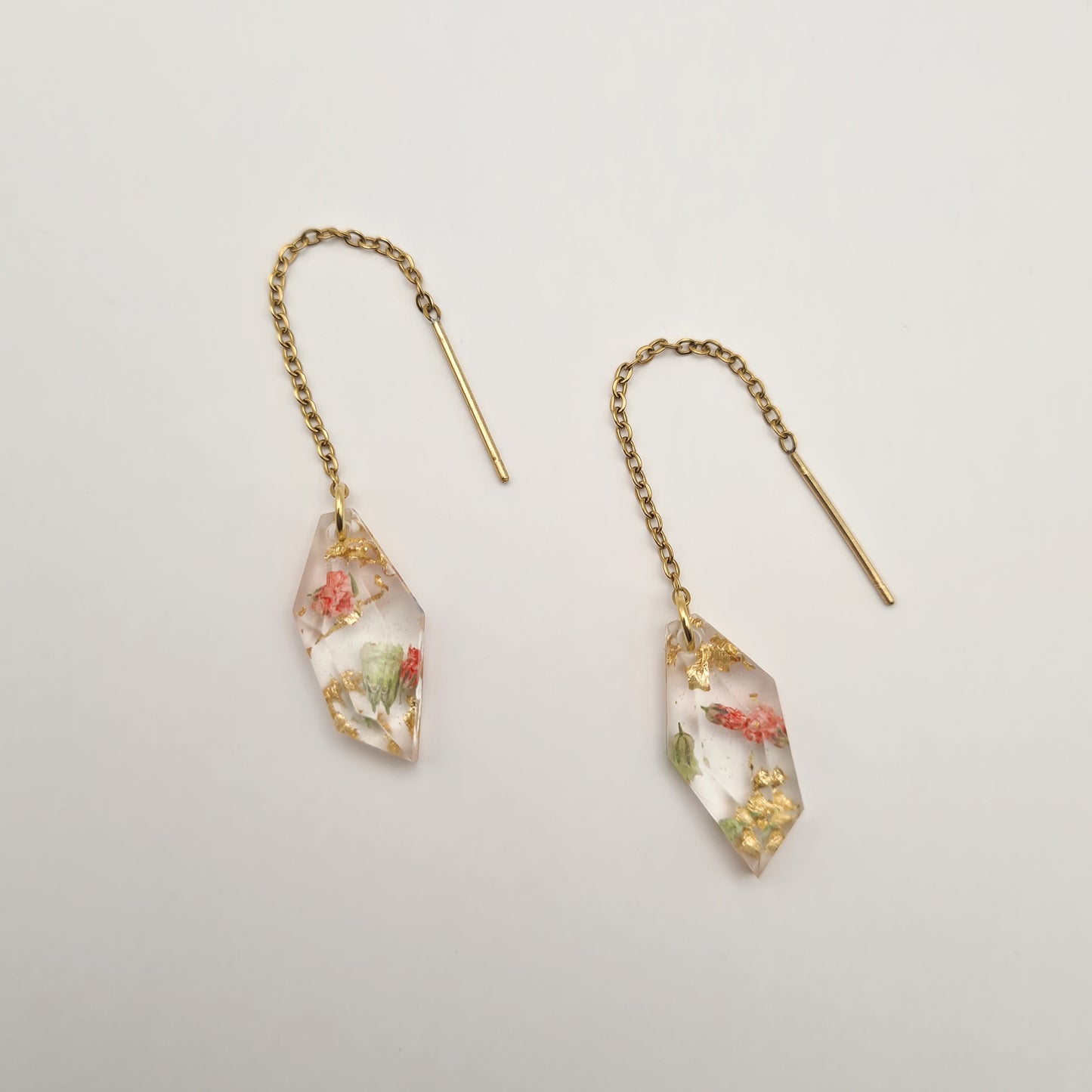 Strawberry Matcha Faceted Mini Threader Earrings
