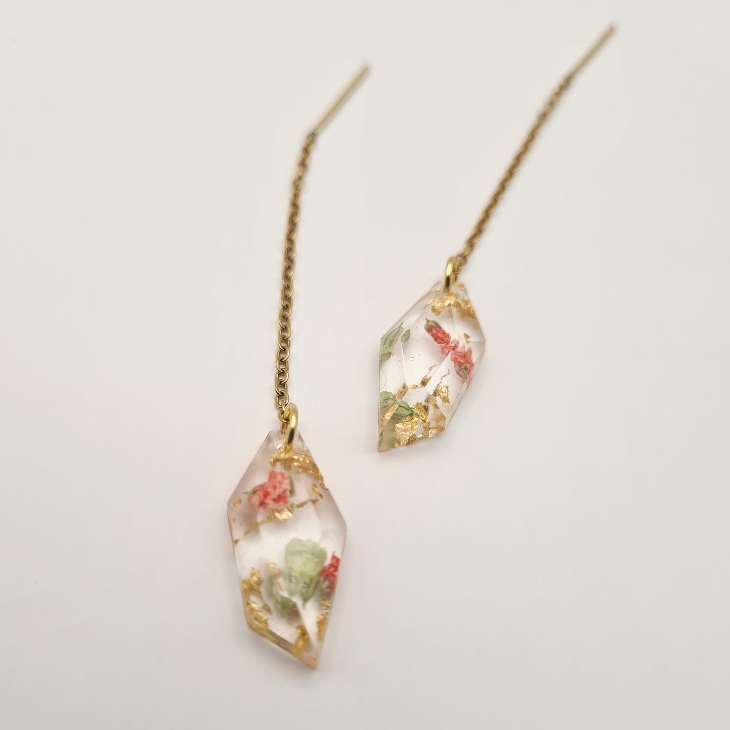 Strawberry Matcha Faceted Mini Threader Earrings