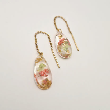 Strawberry Matcha Teardrop Mini Threader Earrings