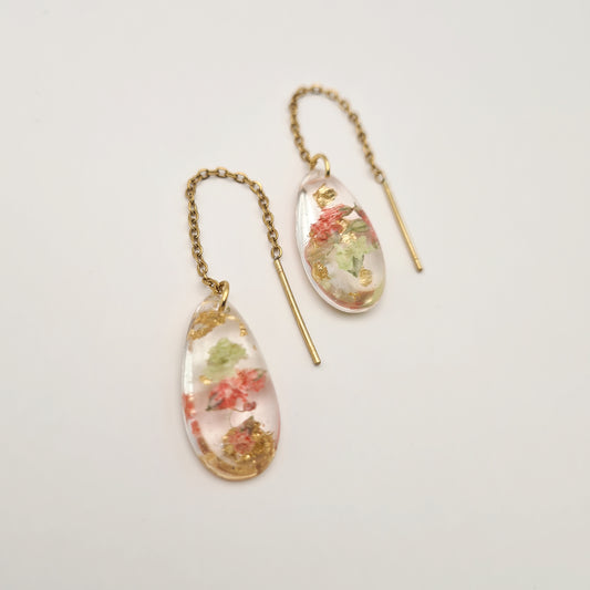 Strawberry Matcha Teardrop Mini Threader Earrings