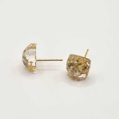 Flora Neutra Den Haag Square Facet Stud Earrings